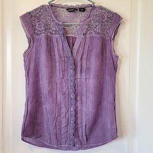 🍃 Eddie Bauer top blouse shirt lace Sz XS